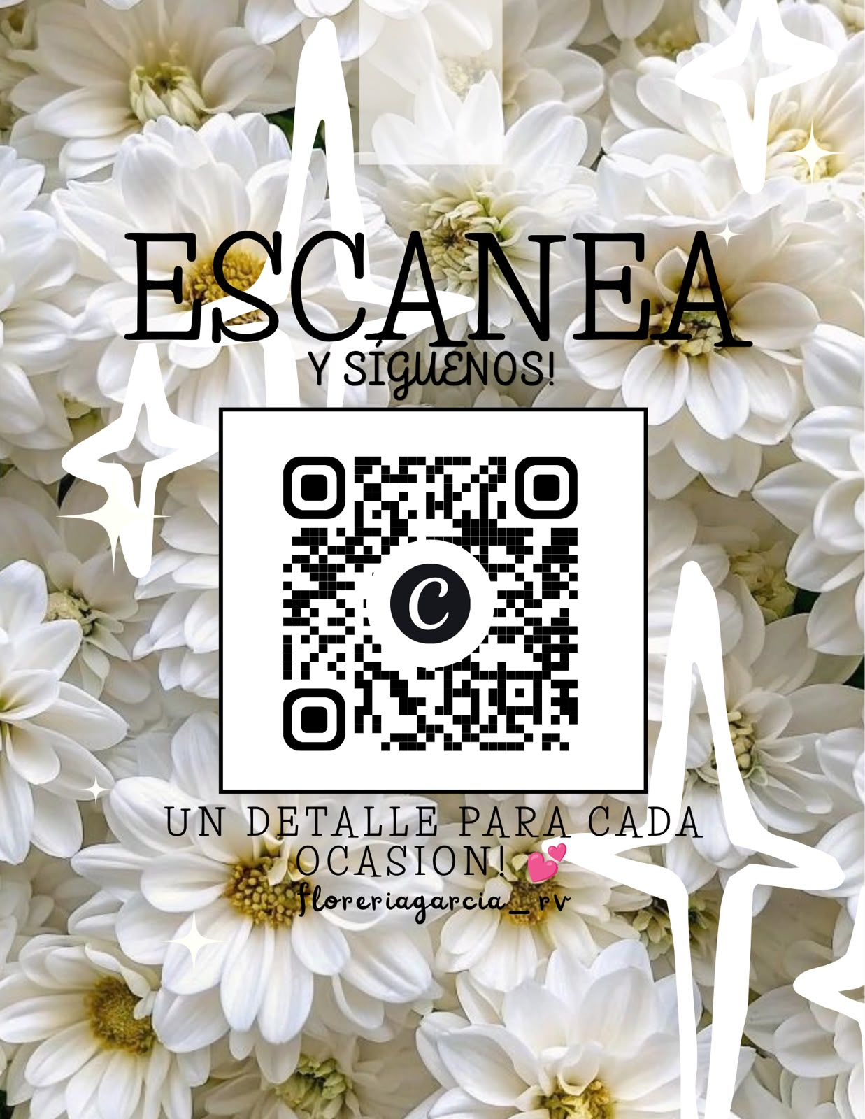 Imagen original del código QR de Florería García para seguirnos